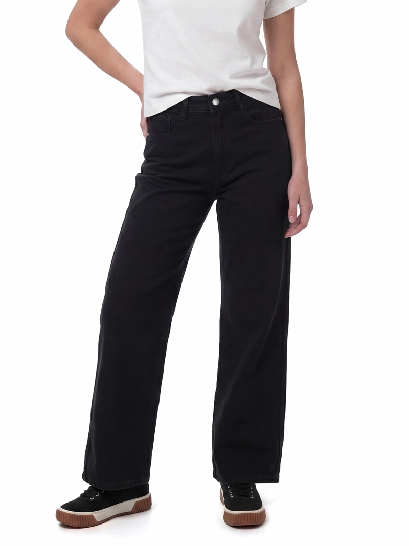JEANS MUJER DENIM WIDE LEG - BLACK STONE CAT - 1