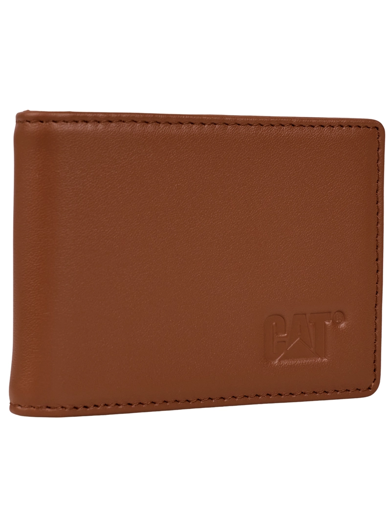 BILLETERA DE CUERO HOMBRE SYDNEY CON CLIP COGNAC CAT - 1