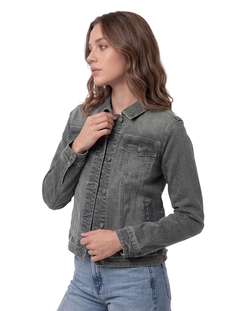 CHAQUETA JEANS MUJER FUNDATION GRIS CAT - 1