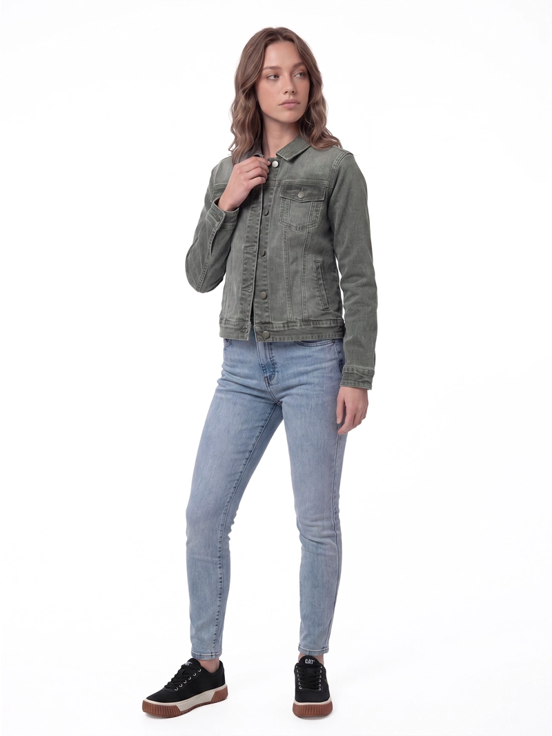 CHAQUETA JEANS MUJER FUNDATION GRIS CAT - 4