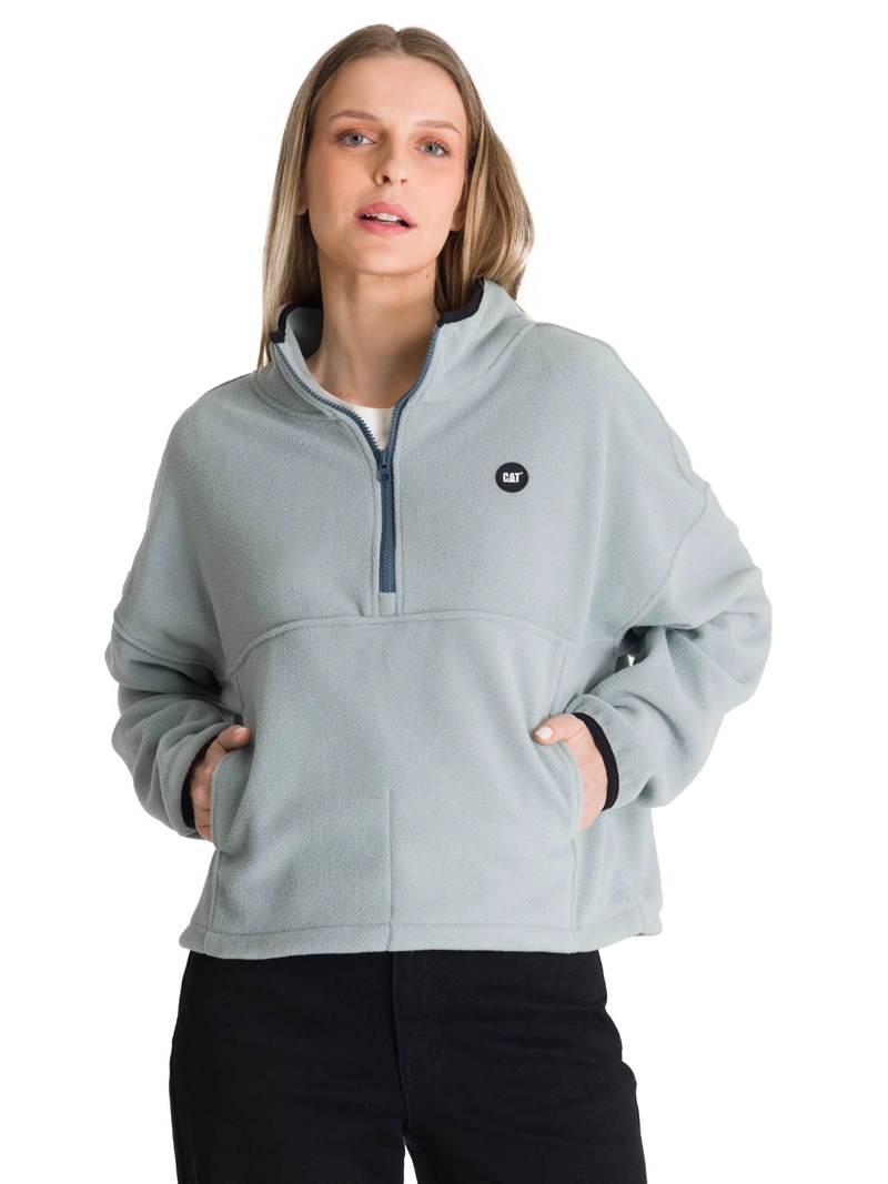 POLAR MUJER BOXY OVERSIZED HALF ZIP VERDE PETROLEO CAT - 1