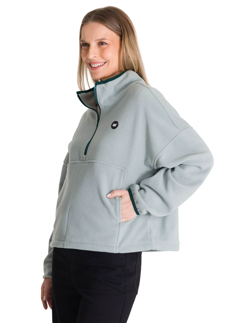 POLAR MUJER BOXY OVERSIZED HALF ZIP VERDE PETROLEO CAT - 2