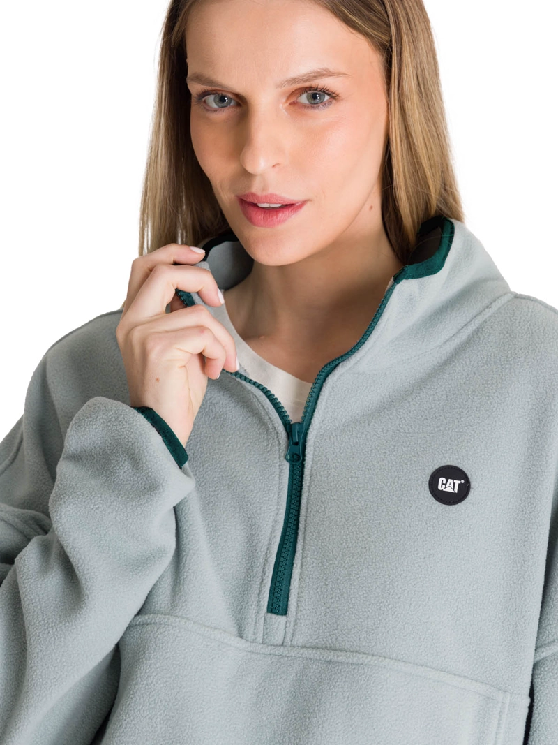 POLAR MUJER BOXY OVERSIZED HALF ZIP VERDE PETROLEO CAT - 5