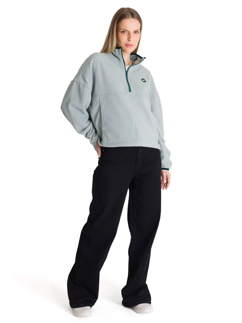 POLAR MUJER BOXY OVERSIZED HALF ZIP VERDE PETROLEO CAT - 6