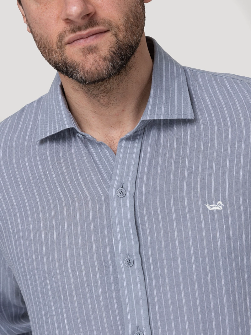 CAMISA LINO ORGANICO HOMBRE LINENMIST GRIS ROCKFORD - 7