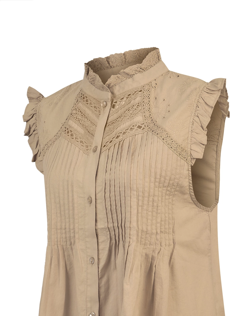 BLUSA ALGODON ORGANICO MUJER AMAUI CAFE  ROCKFORD - 4