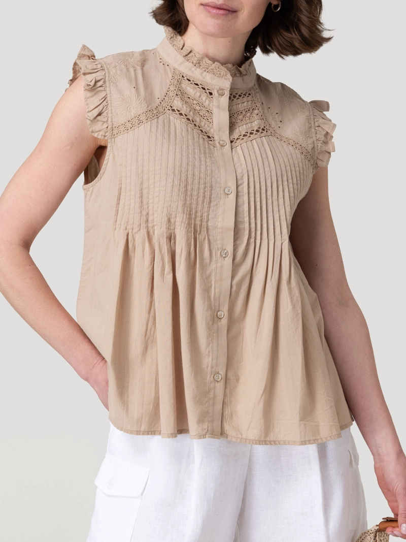 BLUSA ALGODON ORGANICO MUJER AMAUI CAFE  ROCKFORD - 5