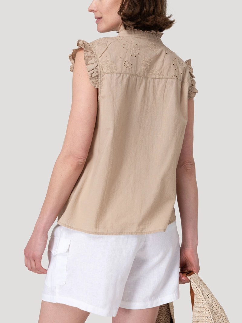 BLUSA ALGODON ORGANICO MUJER AMAUI CAFE  ROCKFORD - 6