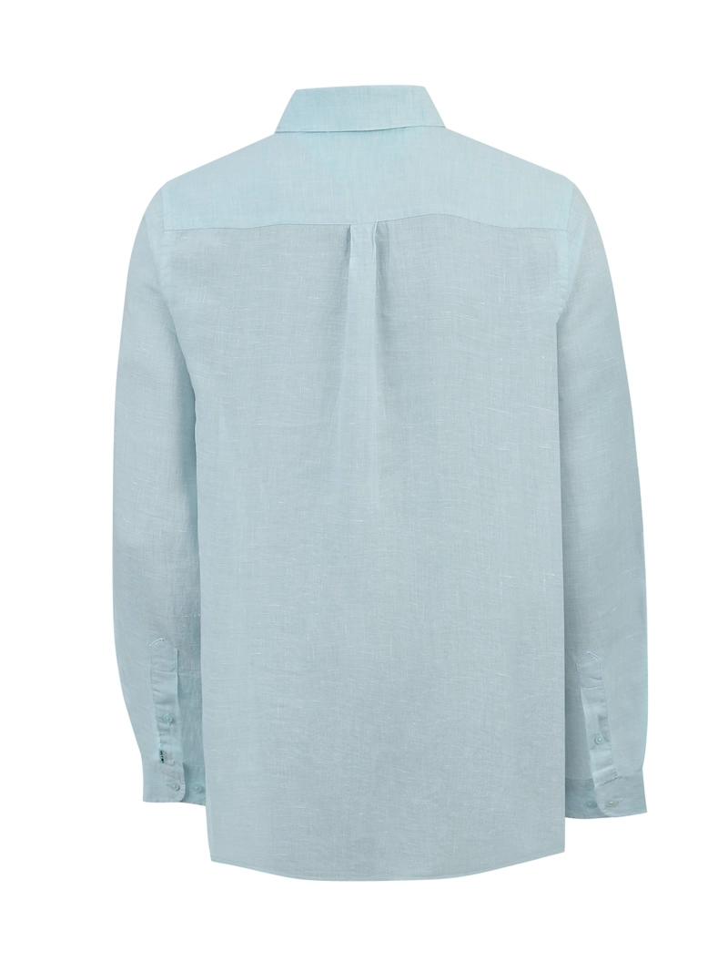 CAMISA LINO ORGANICO HOMBRE LINENTEXT CELESTE ROCKFORD - 2