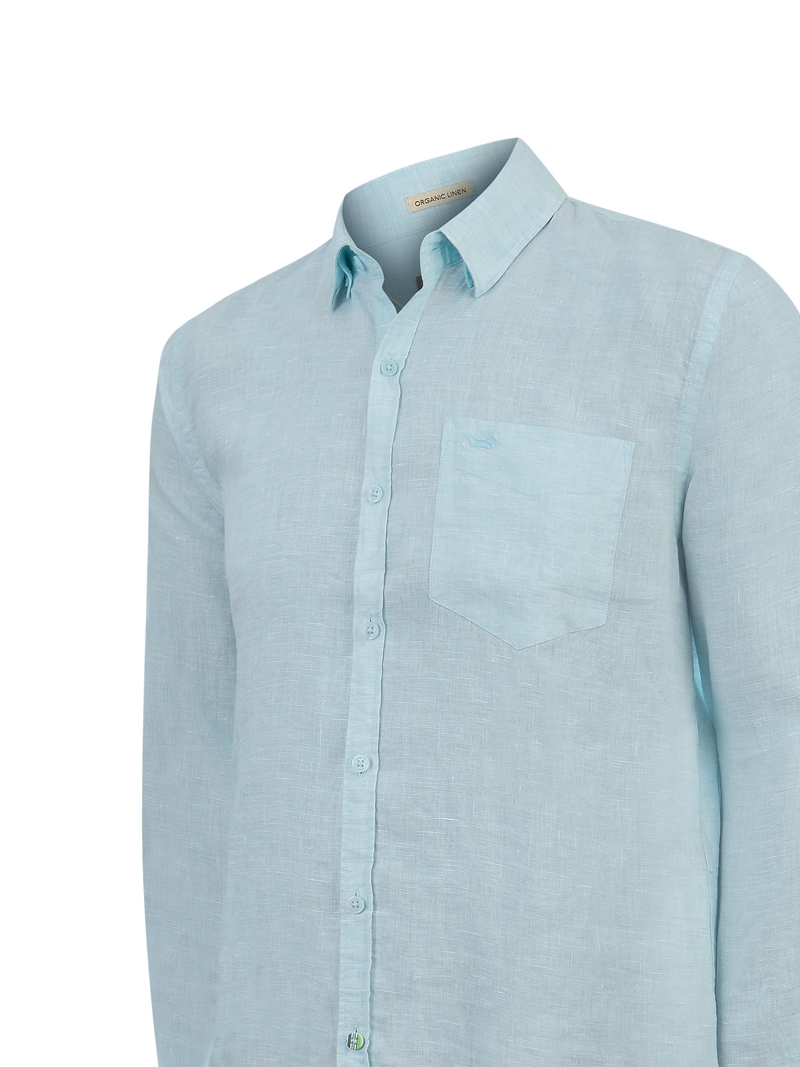 CAMISA LINO ORGANICO HOMBRE LINENTEXT CELESTE ROCKFORD - 4