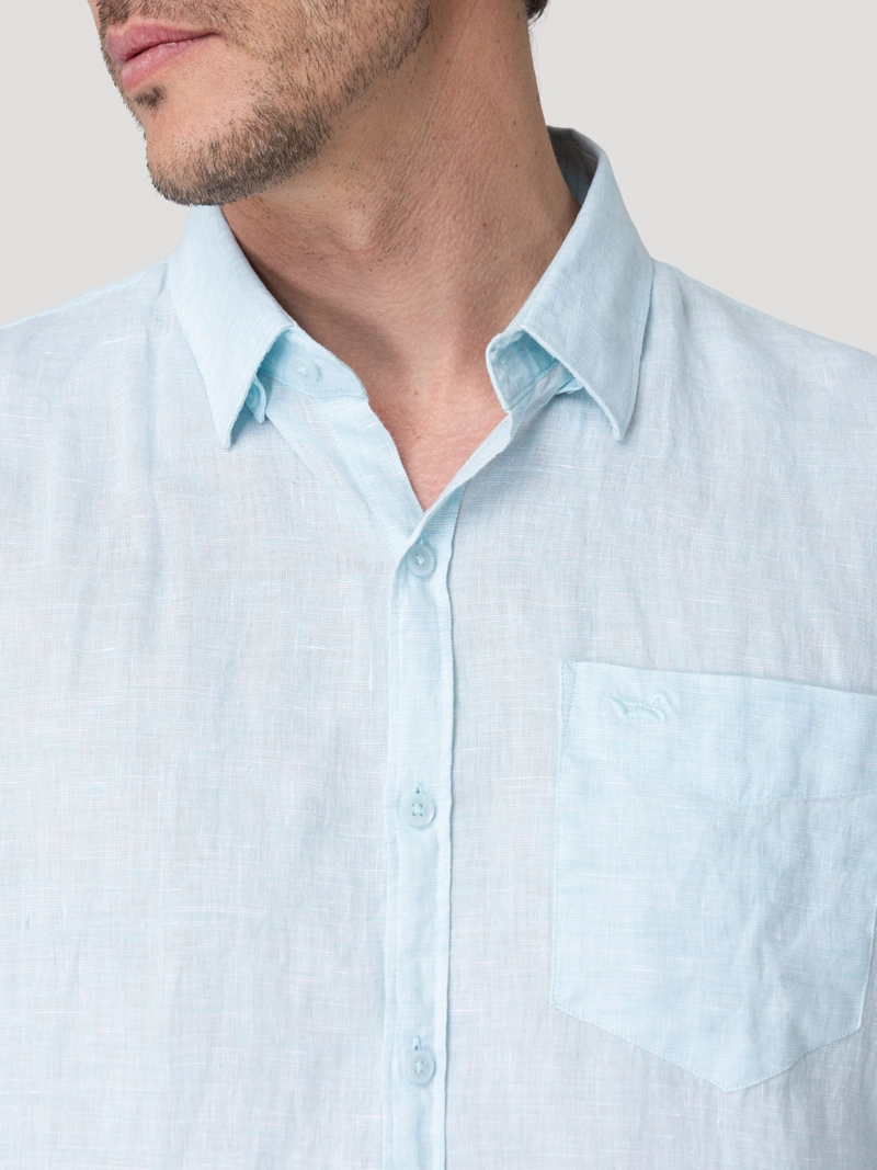 CAMISA LINO ORGANICO HOMBRE LINENTEXT CELESTE ROCKFORD - 7