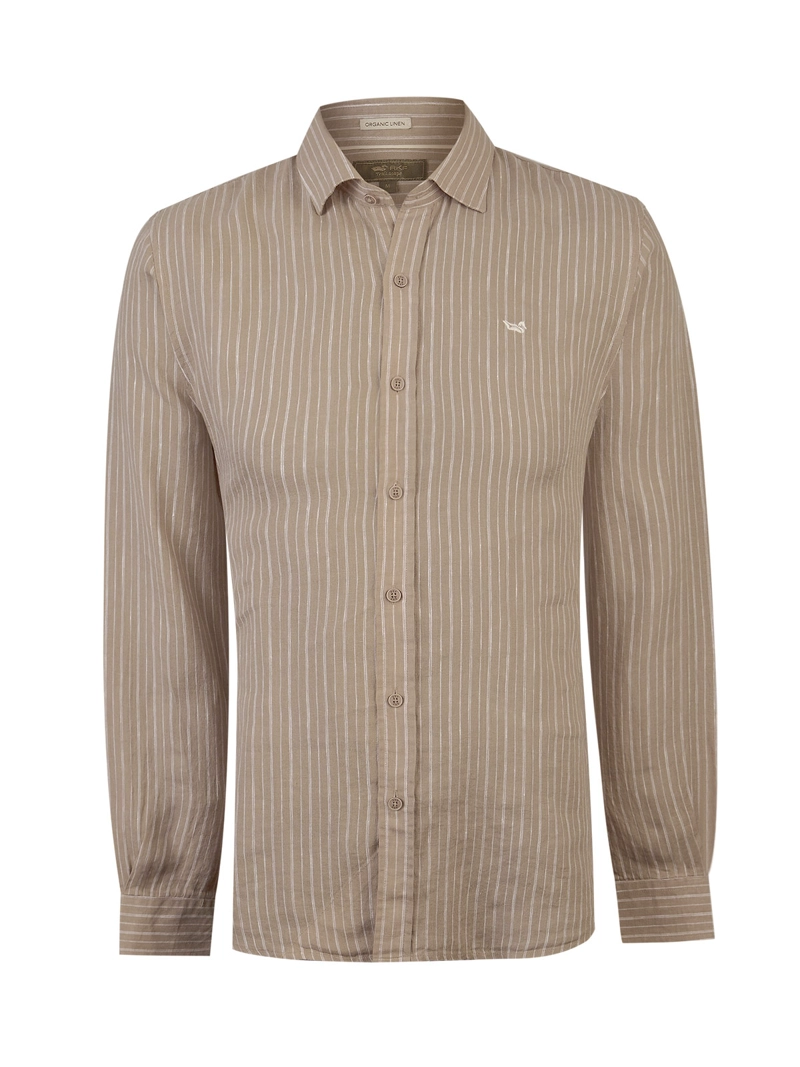 CAMISA LINO ORGANICO HOMBRE LINENMIST CAFE  ROCKFORD - 1