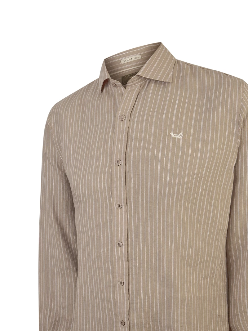 CAMISA LINO ORGANICO HOMBRE LINENMIST CAFE  ROCKFORD - 4