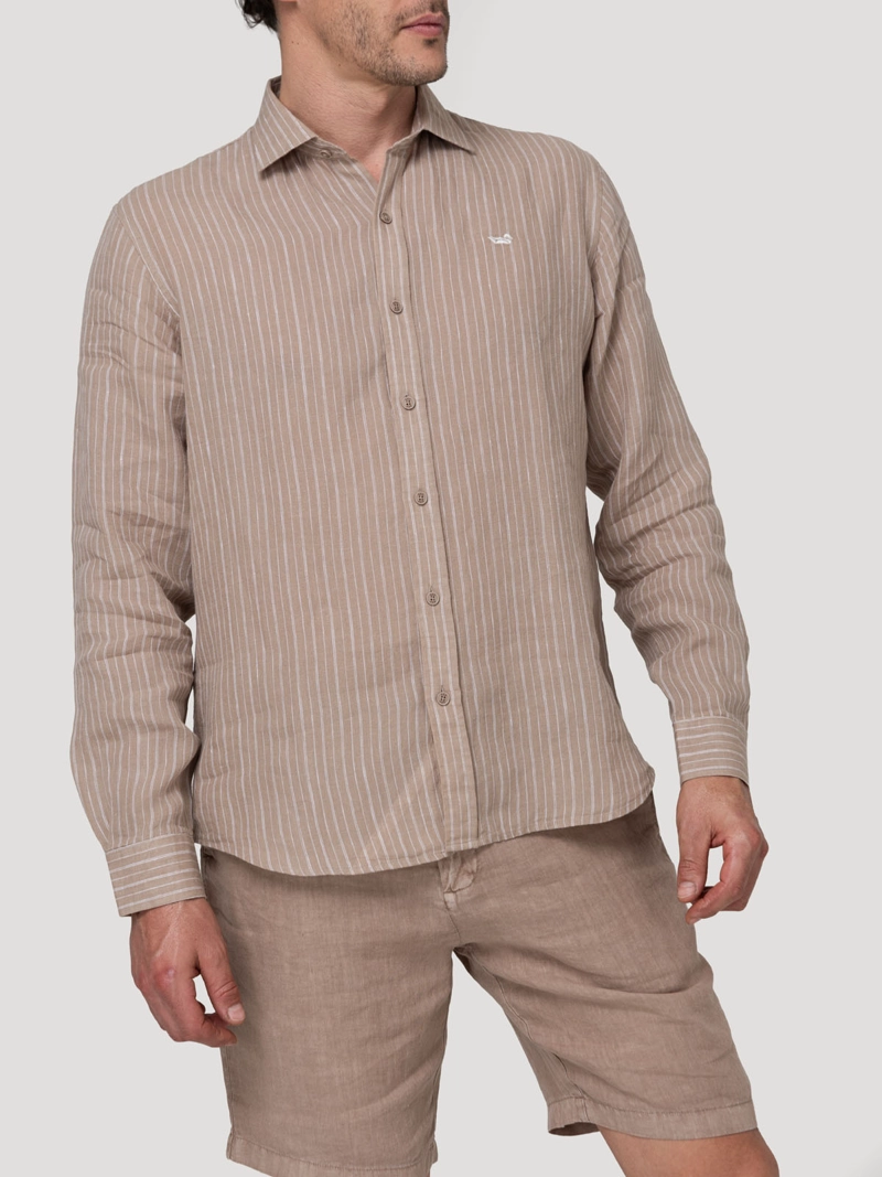 CAMISA LINO ORGANICO HOMBRE LINENMIST CAFE  ROCKFORD - 5