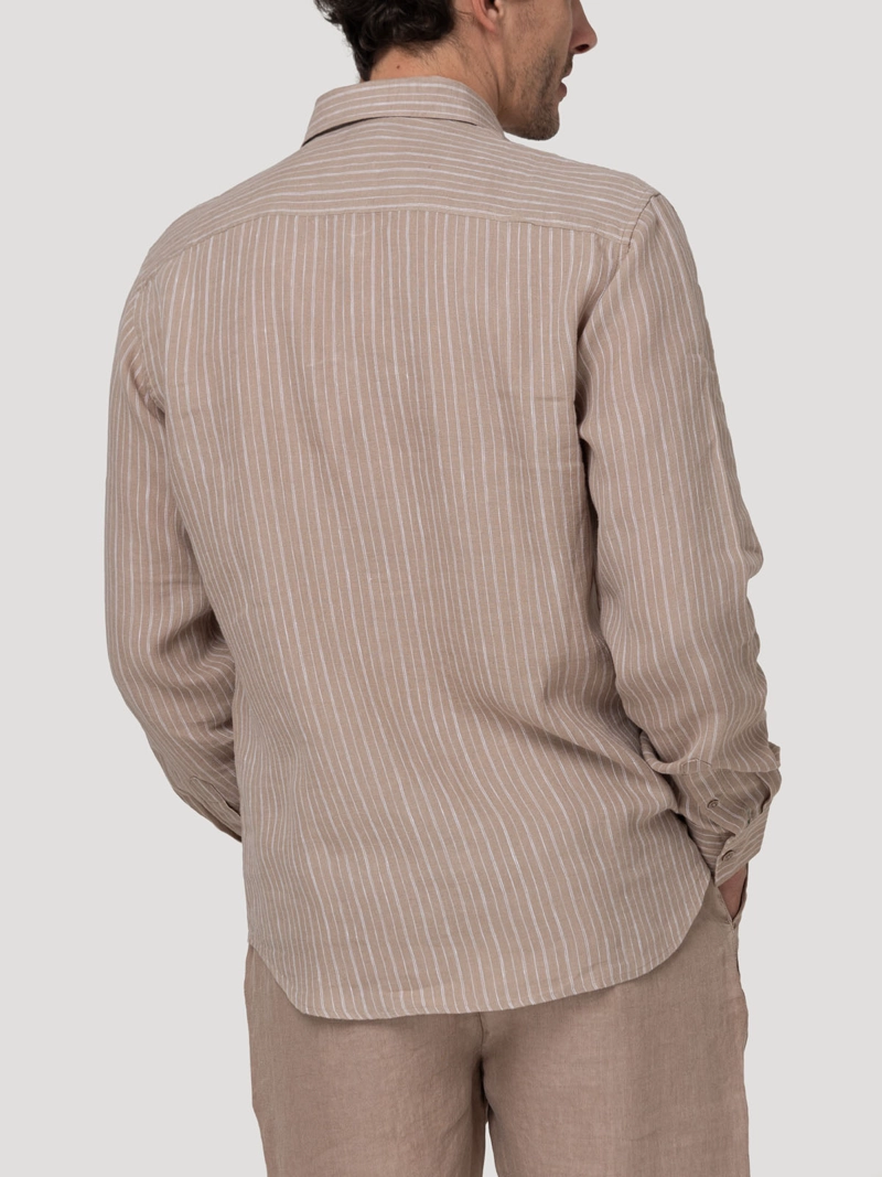 CAMISA LINO ORGANICO HOMBRE LINENMIST CAFE  ROCKFORD - 6