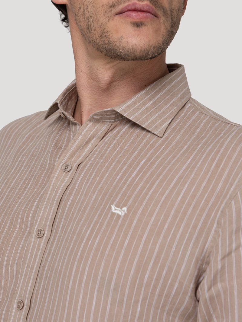CAMISA LINO ORGANICO HOMBRE LINENMIST CAFE  ROCKFORD - 7