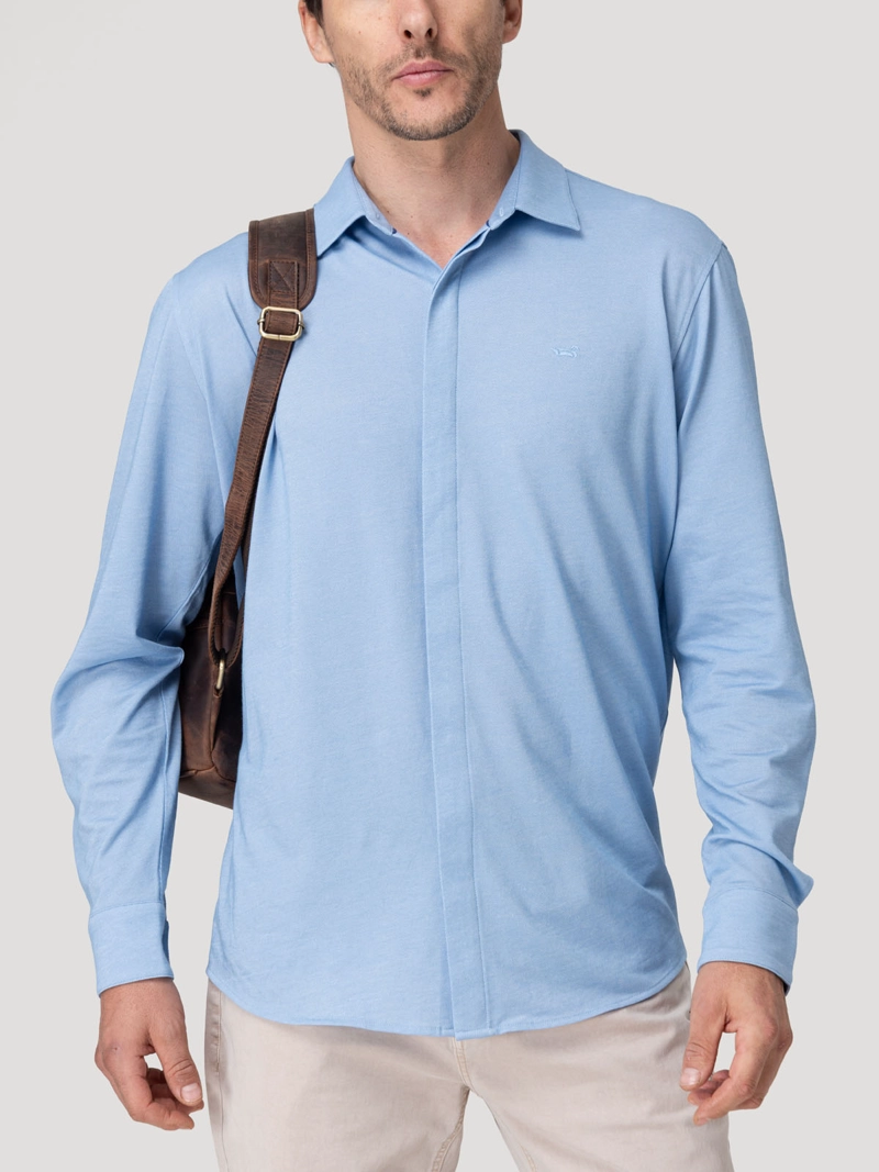 CAMISA ALGODON PIMA HOMBRE HORIZON CELESTE ROCKFORD - 5