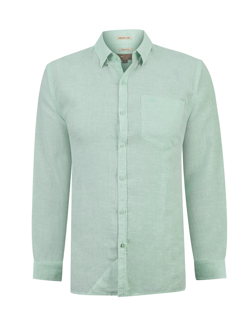 CAMISA LINO ORGANICO HOMBRE LINENTEXT VERDE ROCKFORD - 1