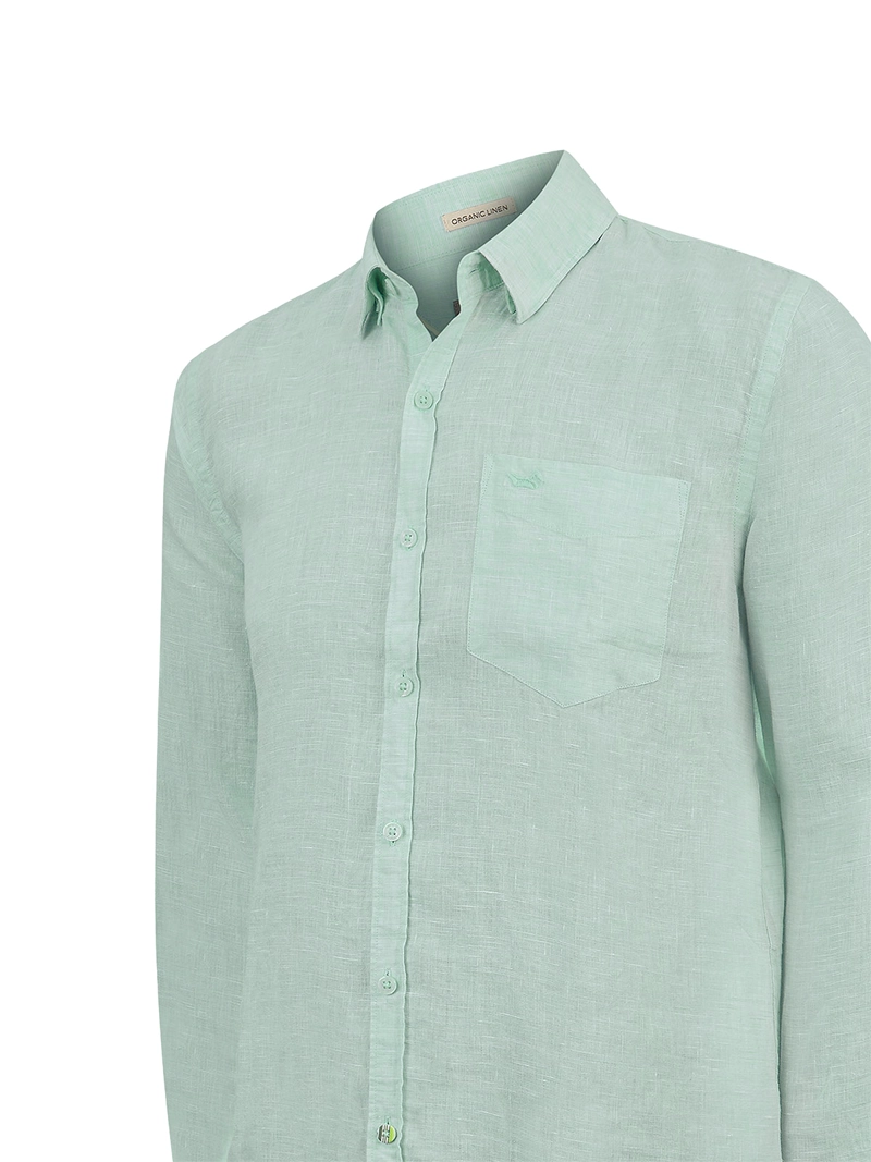 CAMISA LINO ORGANICO HOMBRE LINENTEXT VERDE ROCKFORD - 4
