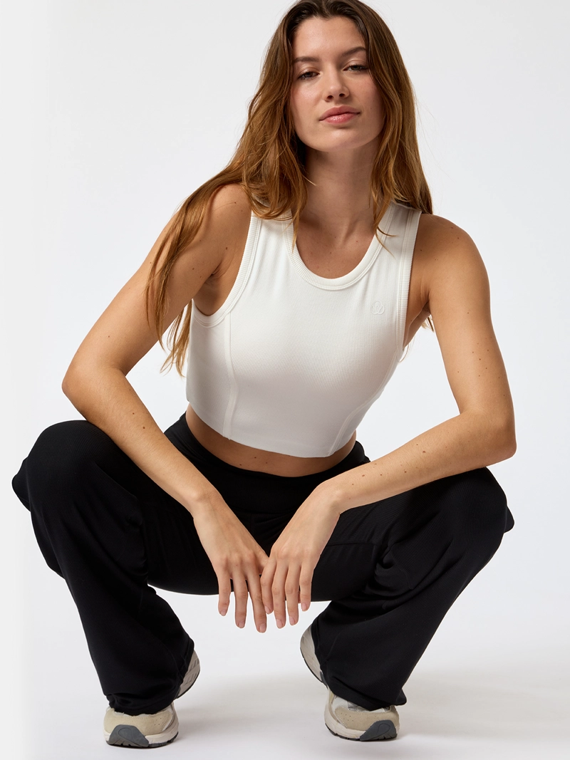POLERA CROP TOP RIB ALOE BLANCA MUJER BSOUL - 1