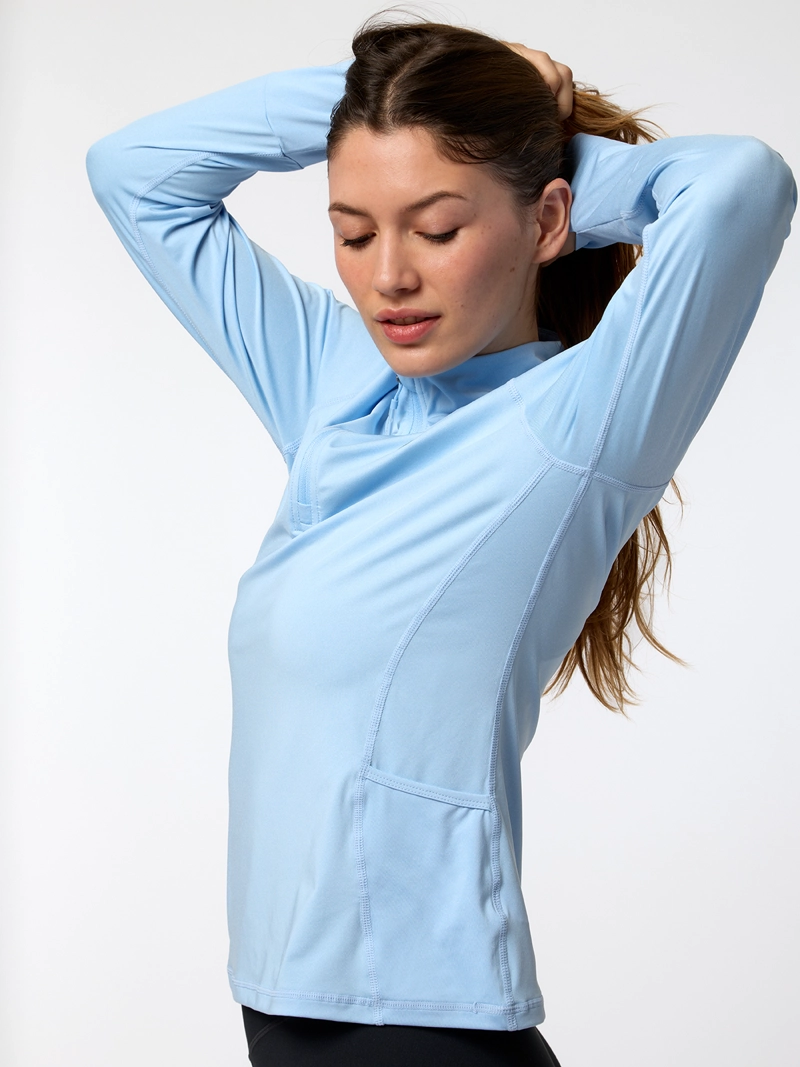 POLERON LS HALF ZIP REC CELESTE MUJER BSOUL - 4
