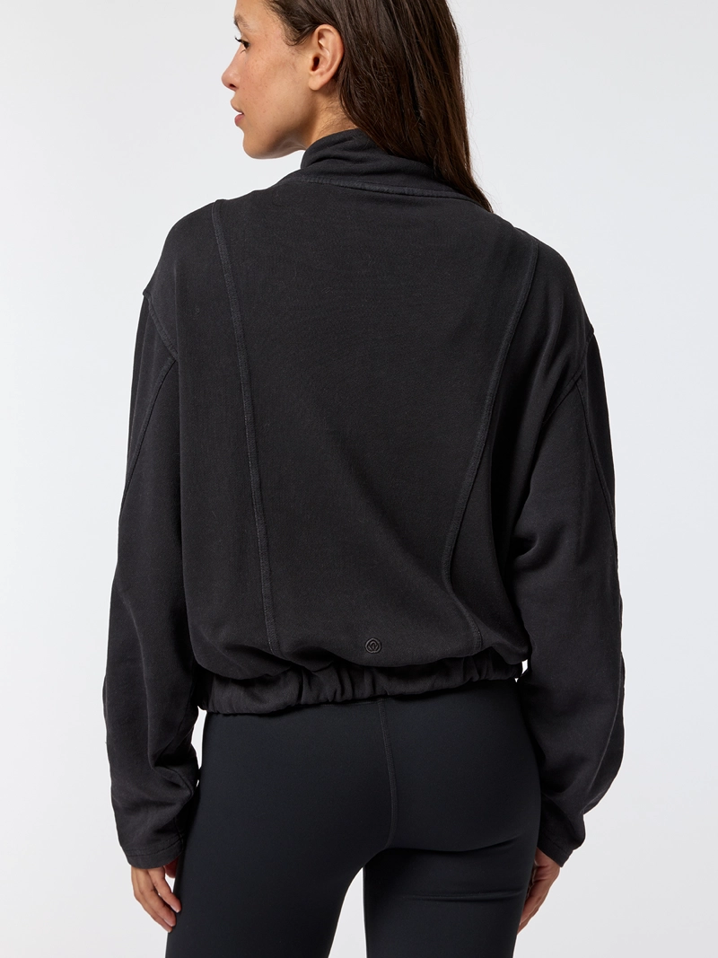 POLERON FUNNEL-NECK HALF ZIP NEGRO MUJER BSOUL - 2