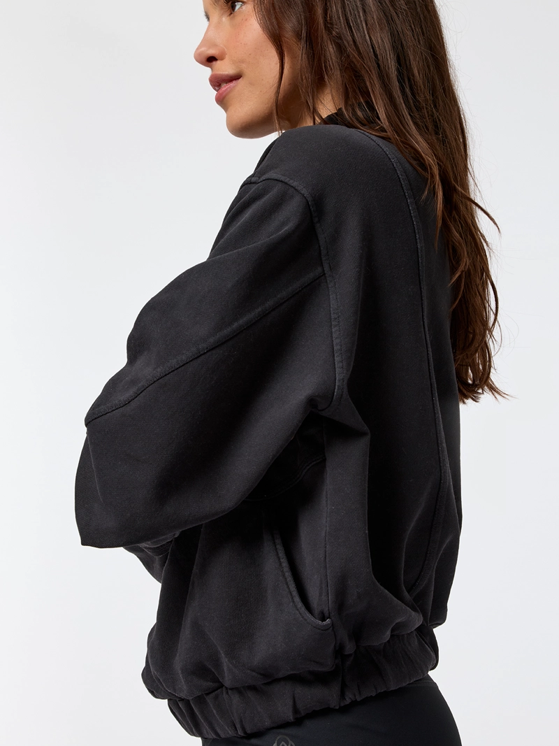 POLERON FUNNEL-NECK HALF ZIP NEGRO MUJER BSOUL - 4