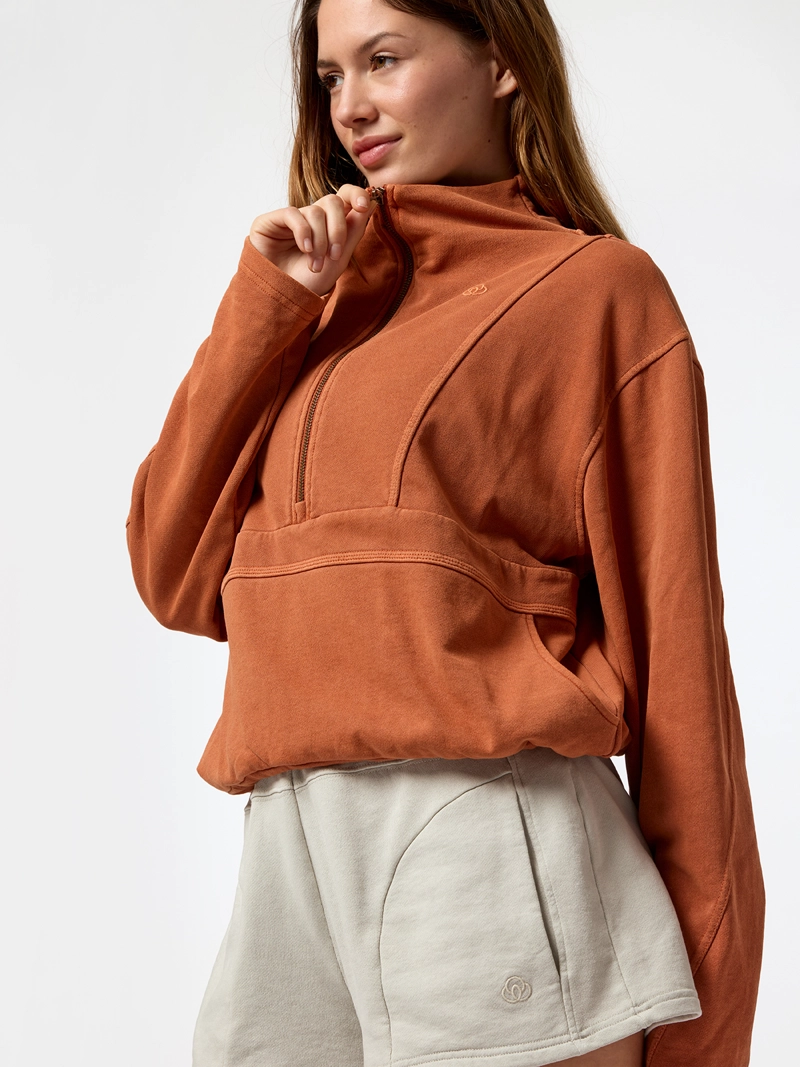 POLERON FUNNEL-NECK HALF ZIP NARANJO MUJER BSOUL - 4