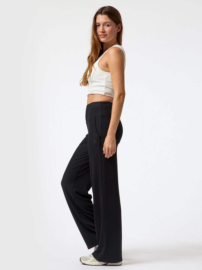 PANTALON RIB MODAL FLARE REC NEGRA MUJER BSOUL - 7