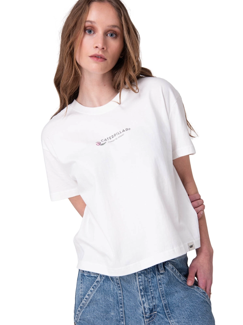 POLERA MANGA CORTA BOXY COAST TO COAST MUJER BLANCO CAT - 1