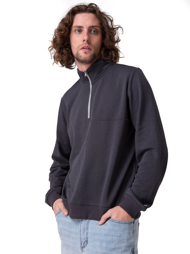 POLERON QUARTER ZIP COZY PUL NEGRO HOMBRE CAT - 1