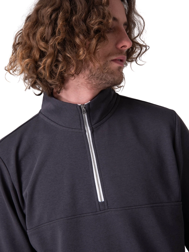 POLERON QUARTER ZIP COZY PUL NEGRO HOMBRE CAT - 4