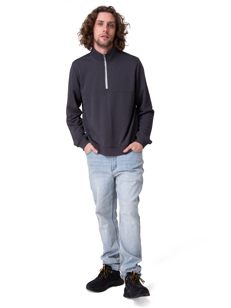 POLERON QUARTER ZIP COZY PUL NEGRO HOMBRE CAT - 6