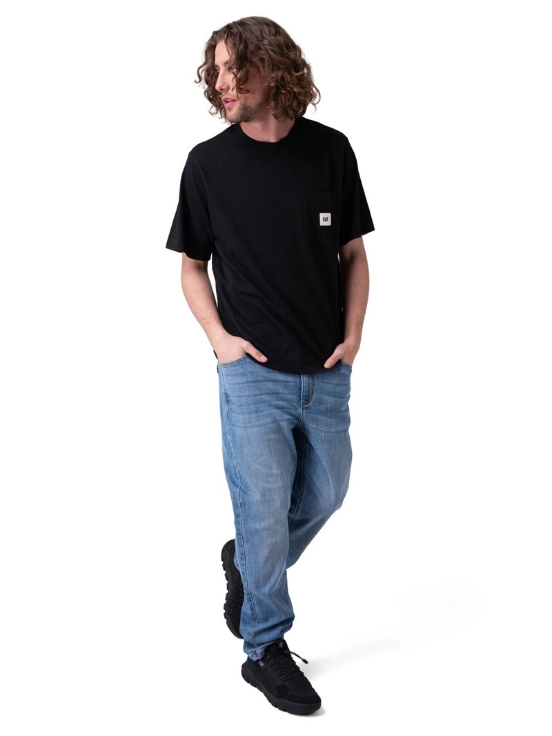 POLERA MANGA CORTA SOLID POCKET LABEL T NEGRO HOMBRE CAT - 5