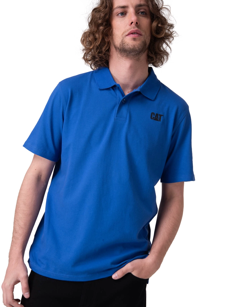 POLERA MANGA CORTA CAT LOGO PIQUE POLO HOMBRE AZUL CAT - 1