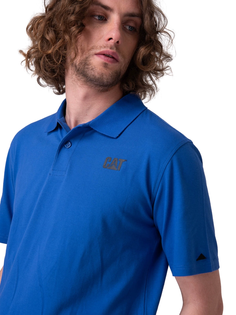 POLERA MANGA CORTA CAT LOGO PIQUE POLO HOMBRE AZUL CAT - 4