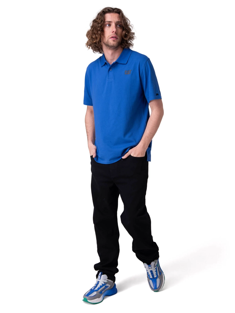 POLERA MANGA CORTA CAT LOGO PIQUE POLO HOMBRE AZUL CAT - 5
