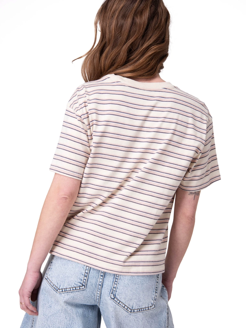 POLERA MANGA CORTA BOXY STRIPE POCKET T MUJER BLANCO CAT - 2