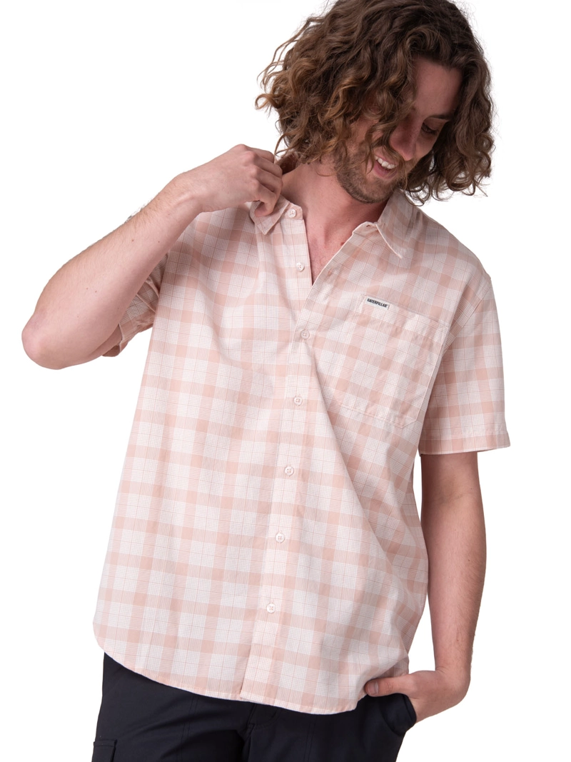 CAMISA MANGA CORTA POPLIN S/S SHIRT II HOMBRE ROSADO CAT - 1