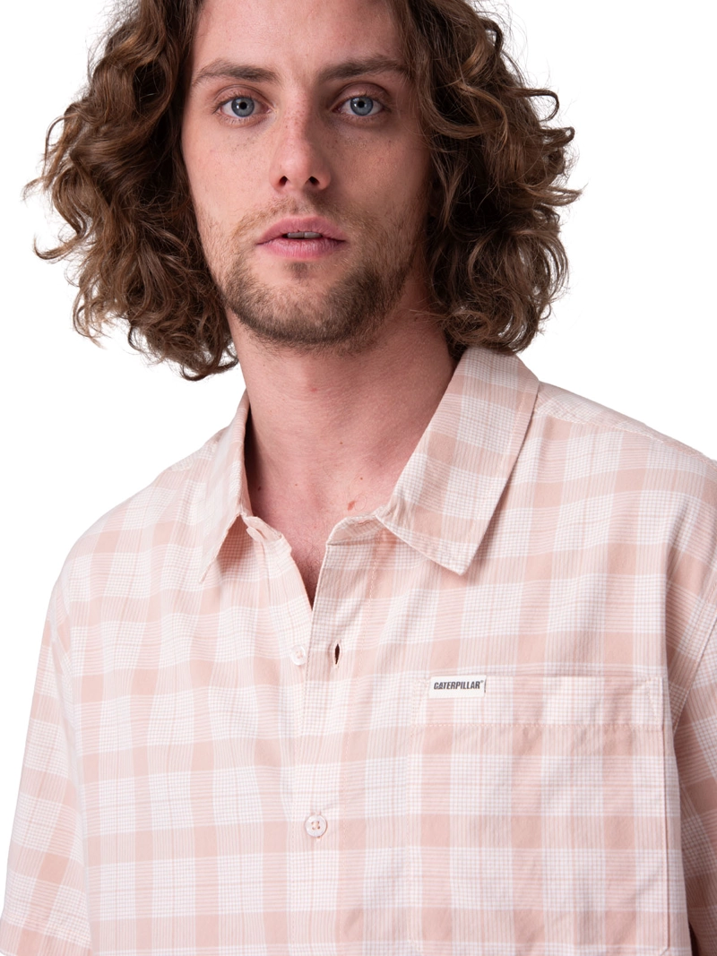 CAMISA MANGA CORTA POPLIN S/S SHIRT II HOMBRE ROSADO CAT - 4