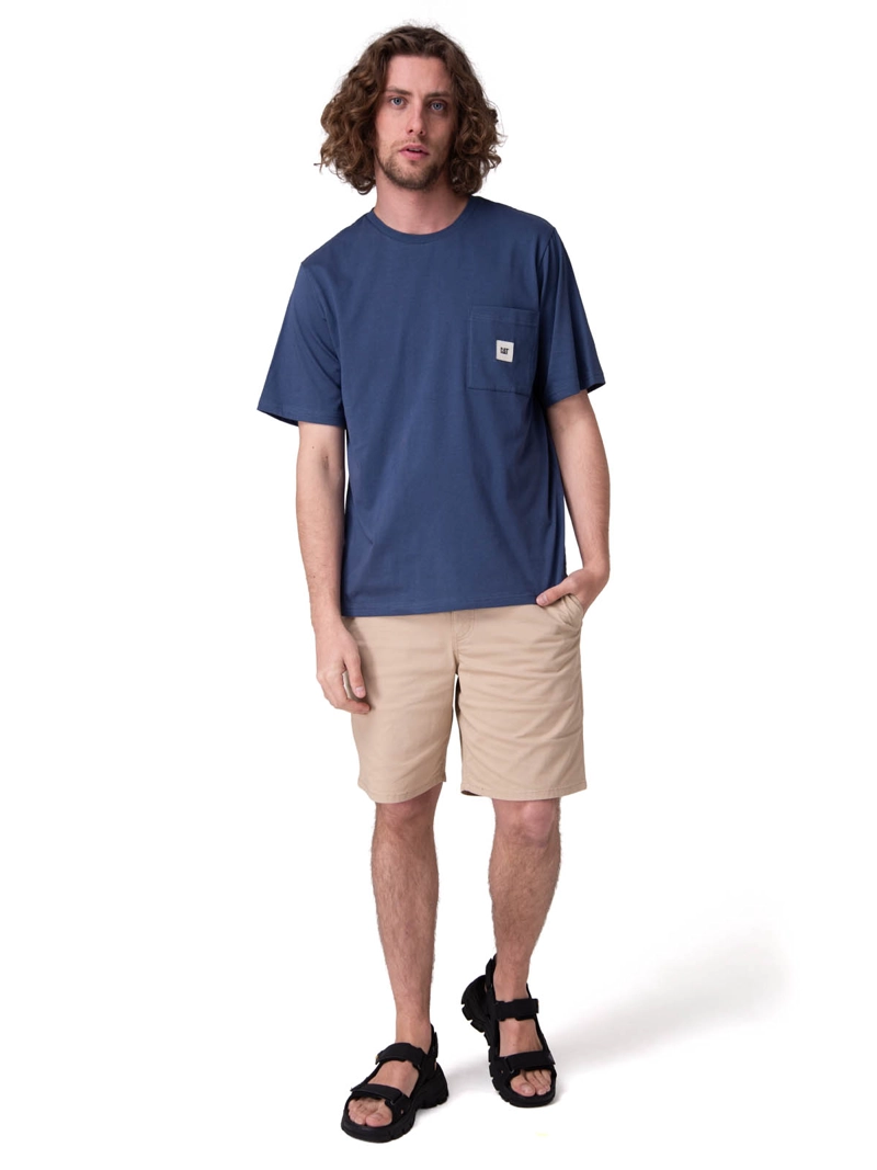 POLERA MANGA CORTA SOLID POCKET LABEL T HOMBRE AZUL CAT - 5