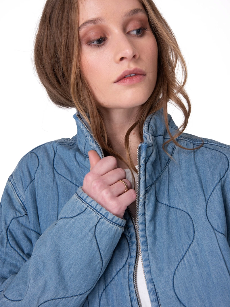 CHAQUETA QUILTED COZY CHAMBRA MUJER AZUL CAT - 4