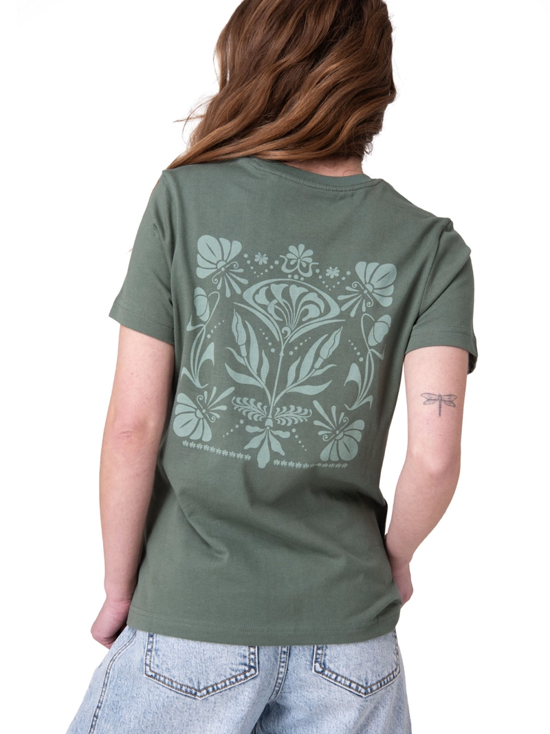 POLERA MANGA CORTA FLORAL GRAPHIC TEE MUJER VERDE CAT - 2