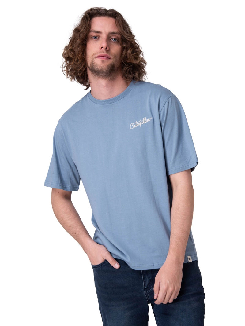 POLERA MANGA CORTA CATERPILLAR SCRIPT G HOMBRE AZUL CAT - 1