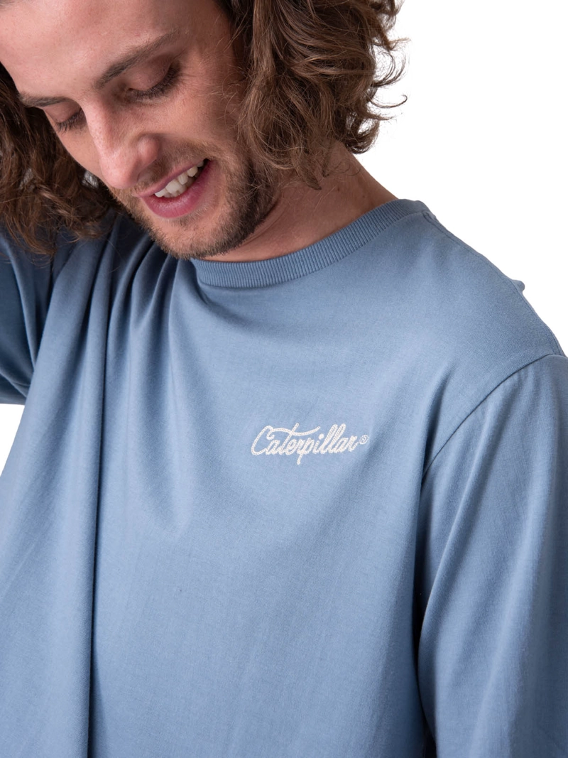 POLERA MANGA CORTA CATERPILLAR SCRIPT G HOMBRE AZUL CAT - 4