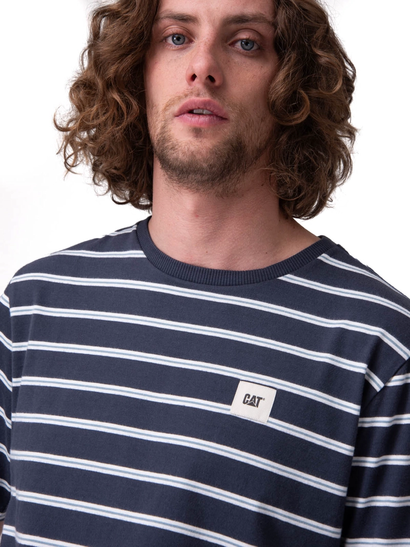 POLERA MANGA CORTA STRIPE LABEL TEE HOMBRE AZUL CAT - 4