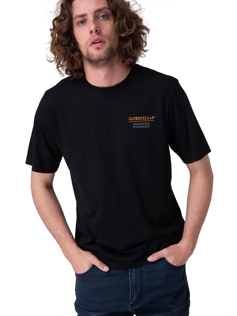 POLERA MANGA CORTA MARINE POWER GRAPHIC NEGRO HOMBRE CAT - 1