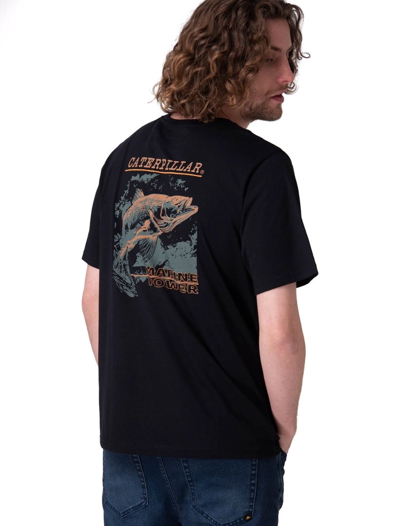 POLERA MANGA CORTA MARINE POWER GRAPHIC NEGRO HOMBRE CAT - 2