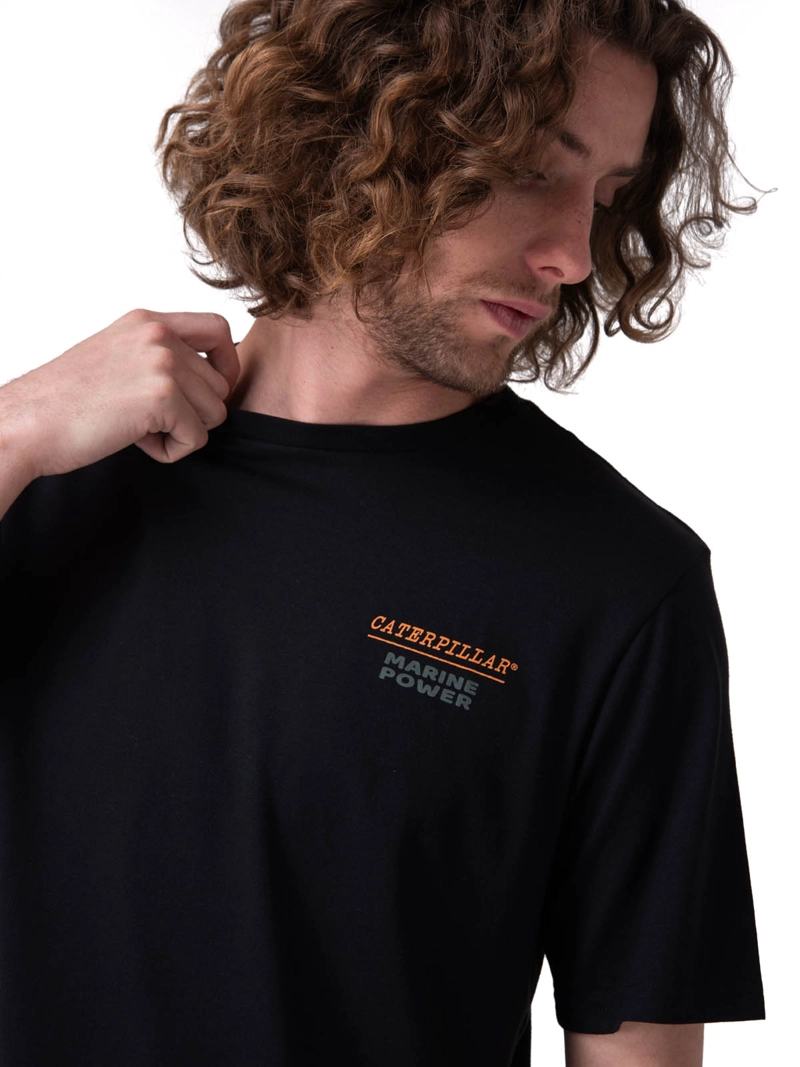 POLERA MANGA CORTA MARINE POWER GRAPHIC NEGRO HOMBRE CAT - 4