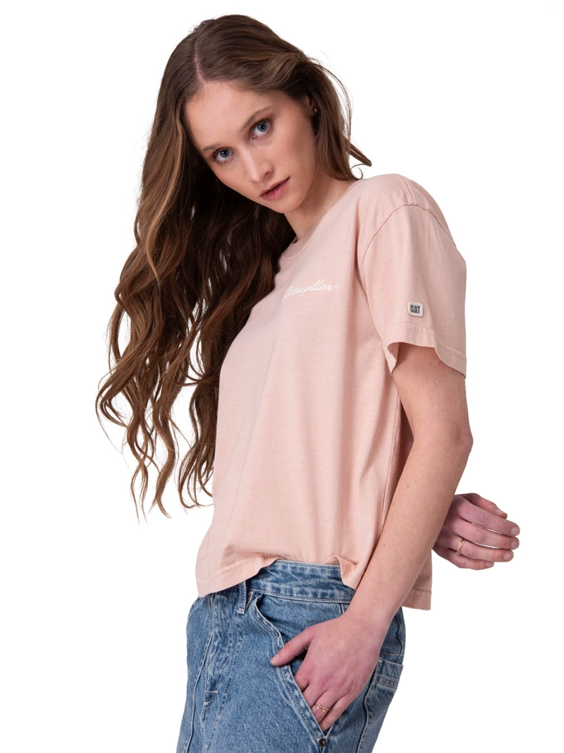 POLERA MANGA CORTA BOXY HEAVYWEIGHT EMB MUJER ROSADO CAT - 1